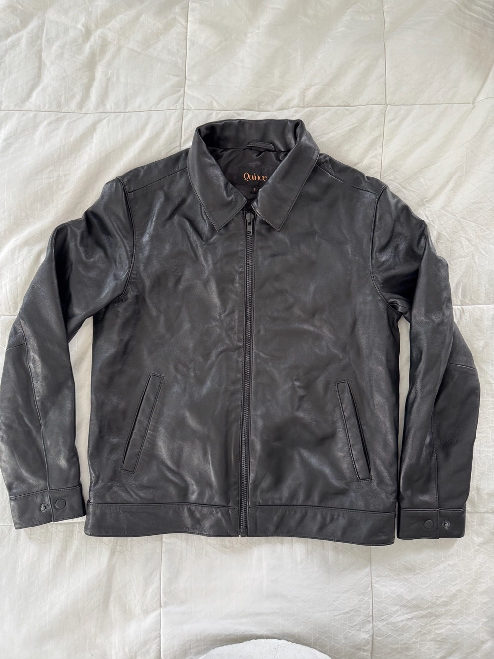 Quince Mens 100% Sheep Leather Harrington Jacket Black Small S YKK Fall 2024